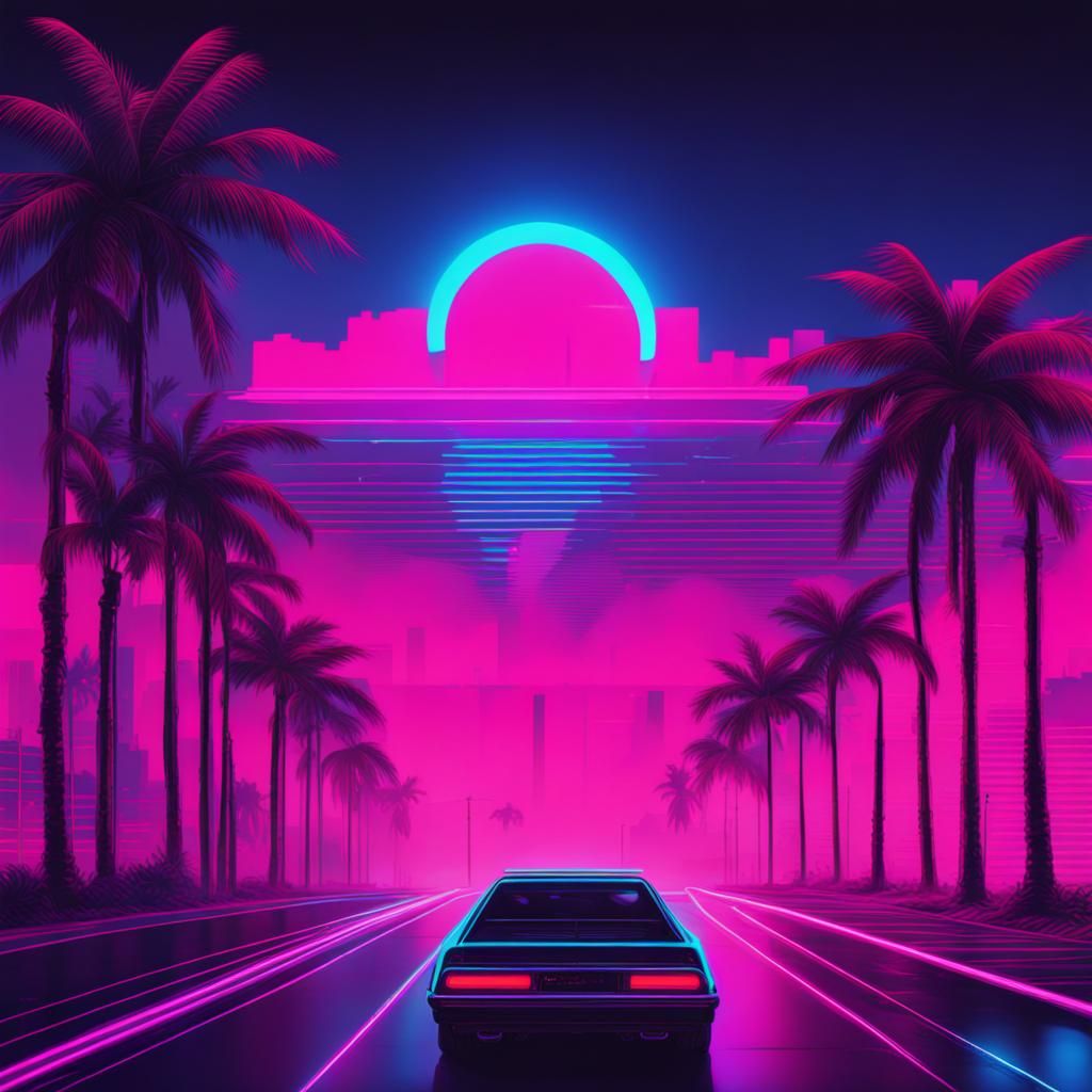 Synthwave Neon Retro Art