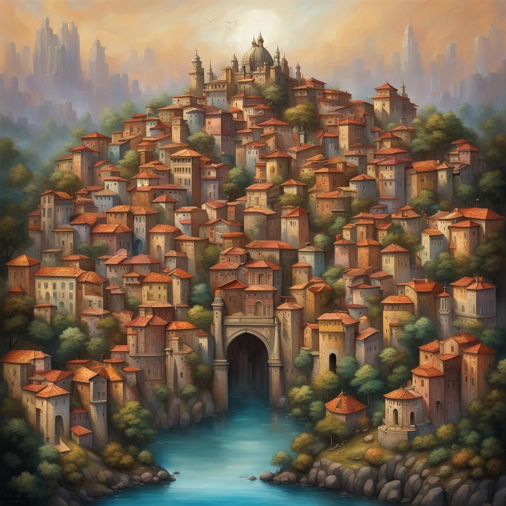 City on a Hill: Hyperrealistic Architectural Fantasy