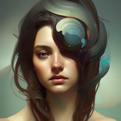 Beautiful Nostalgic Woman Portrait in Hyperdetailed Style