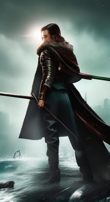 Sad Woman in Rain: Hyperrealistic Movie Poster