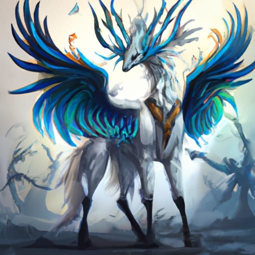 Mythological Peryton in Studio Ghibli Anime Style