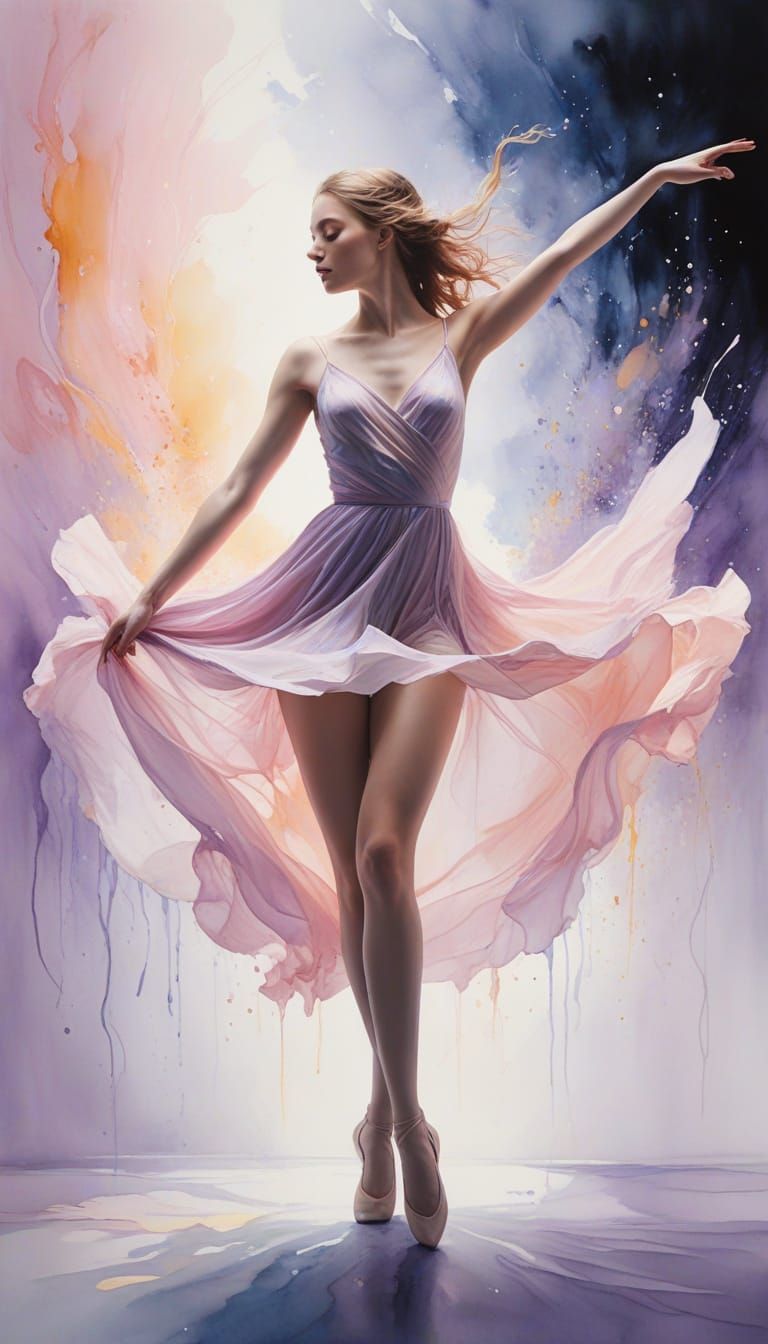 Ethereal Ballerina Alcohol Ink Painting