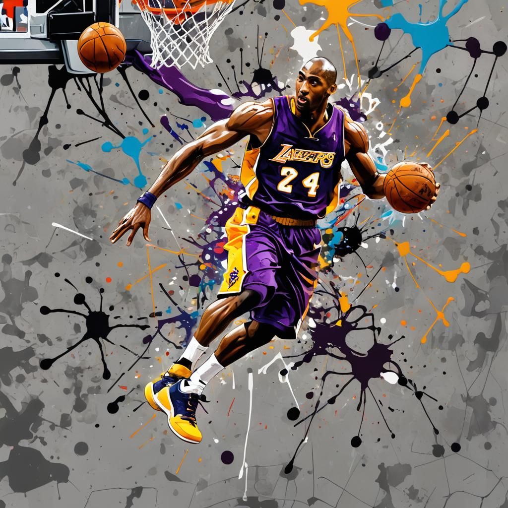 Kobe Bryant Contact Dunk Graffiti Art
