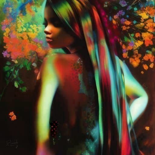 Rose Crown Mystic: Inky Dark Digital Portrait