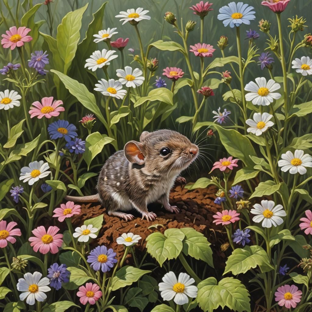 Shrew's Adventure: A Tiny Oil Painting