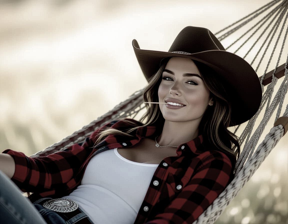 Cowgirl Relaxing in Hammock as Professional Portrait