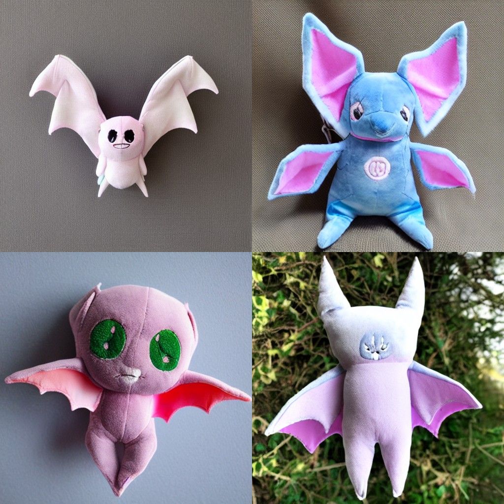 Pastel Bat Plush Whimsical Digital Art