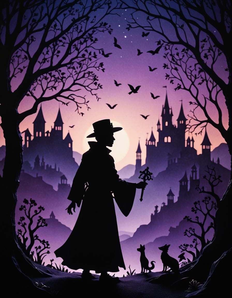 Enchanting Shadow Puppetry in a Dreamlike Landscape