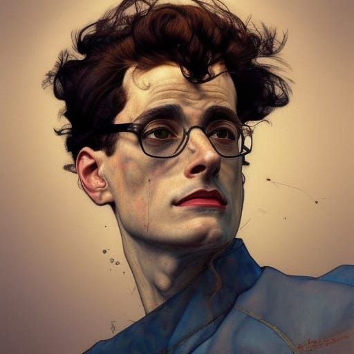 Detailed Portrait in Art Nouveau Style