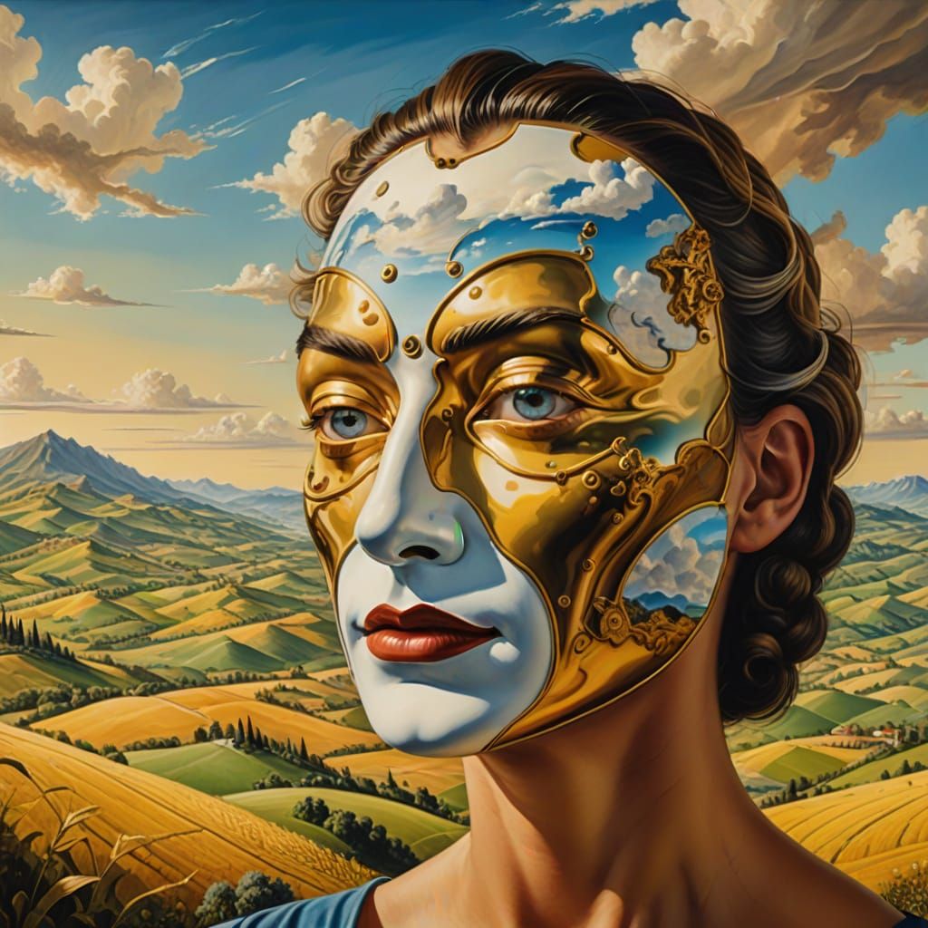 Surreal Face Reveals Landscape in Dreamlike Oil Painting