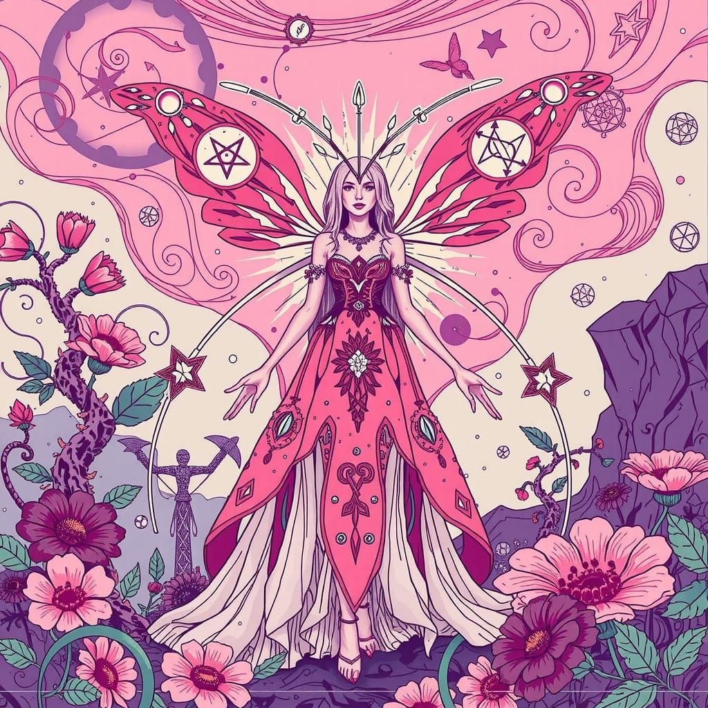 Psychedelic Goddess in Whimsical Bohemian Setting