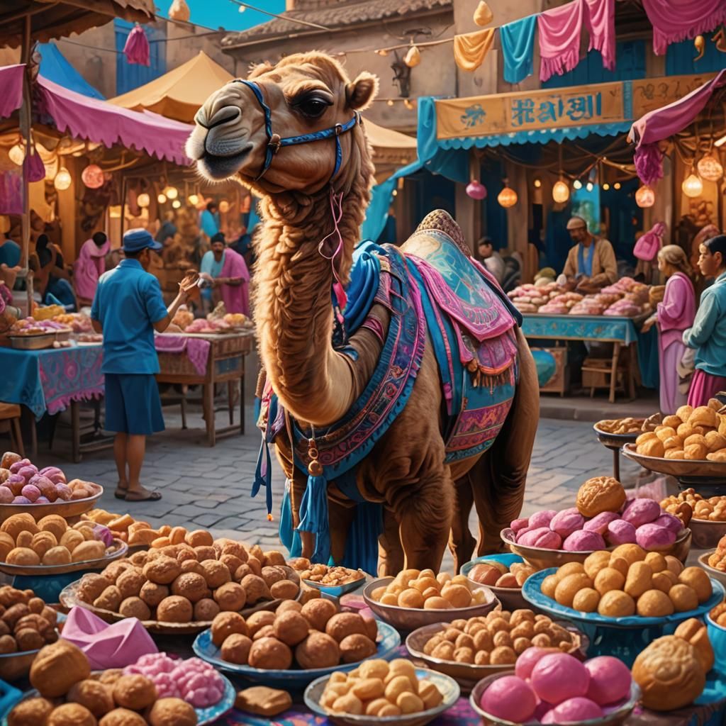 Camel in Fantasy Market Concept Art