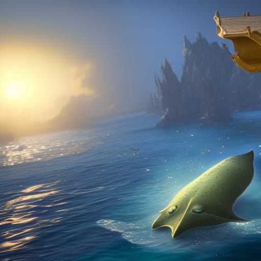 Stingray Leaps: Detailed Fantasy Concept Art