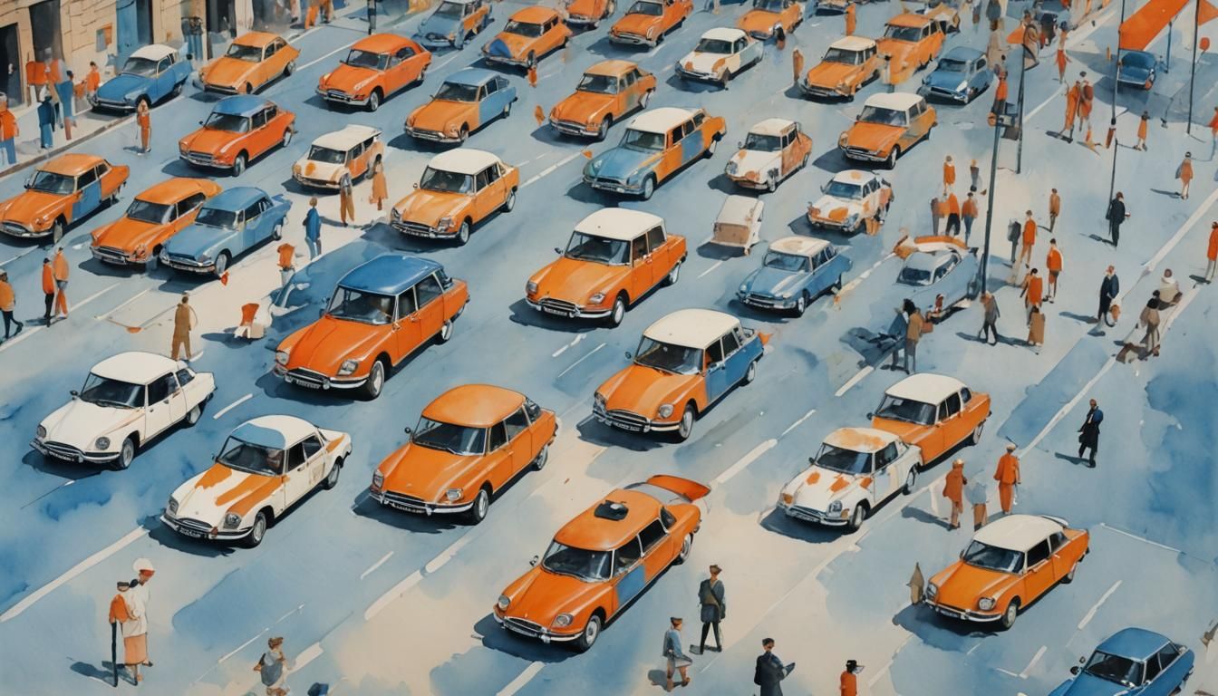 Citroën DS Movie Poster in Gouache Style