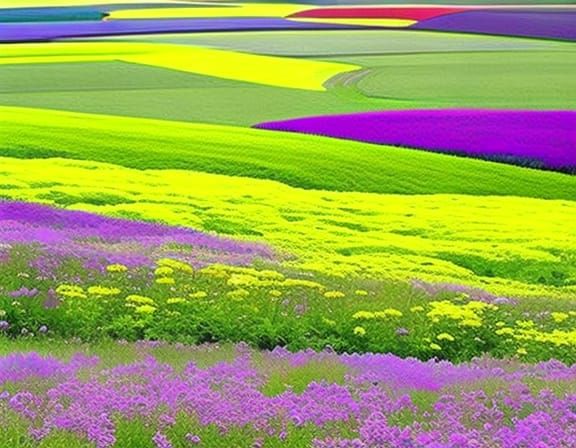 Psychedelic Brutalist Flower Meadow Art