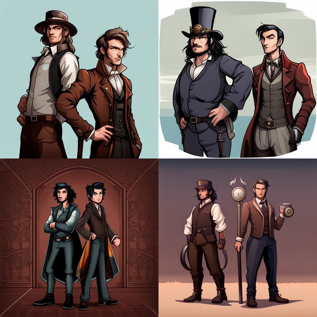 Steampunk Blacksmith and Thief Portrait in Comic Style