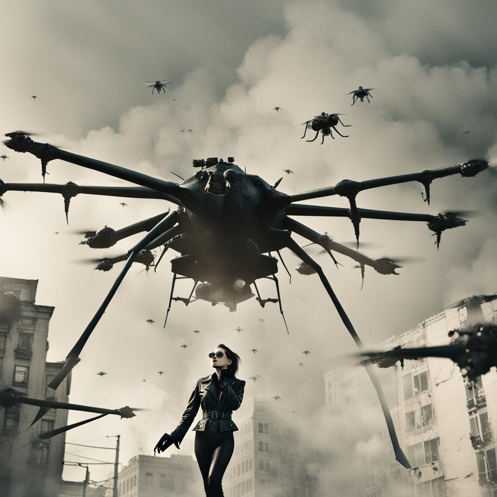 Goth Model in Post-Apocalyptic Noir Scene