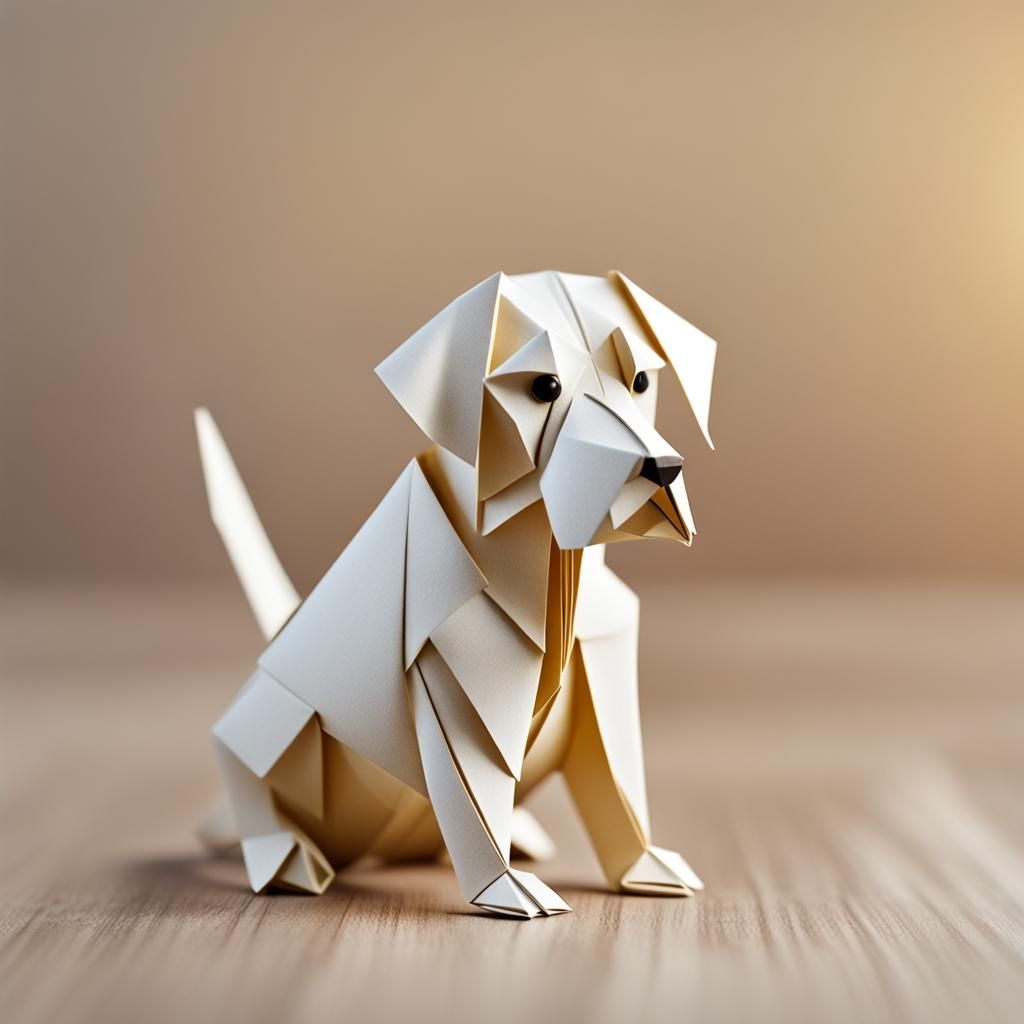 Origami Dog Papercraft in 8K Resolution