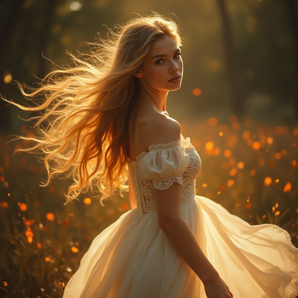 Ethereal Maiden in Gentle Flames