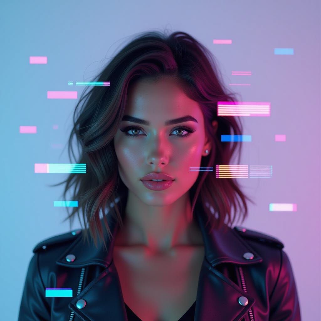 Cyberpunk Portrait with Glitch and VHS Effects