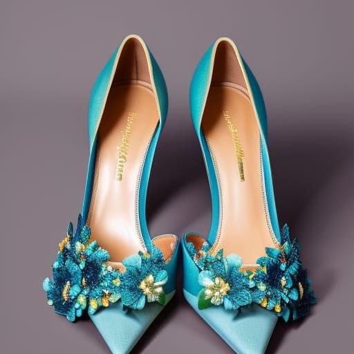The fancy high heel made of the flower petals