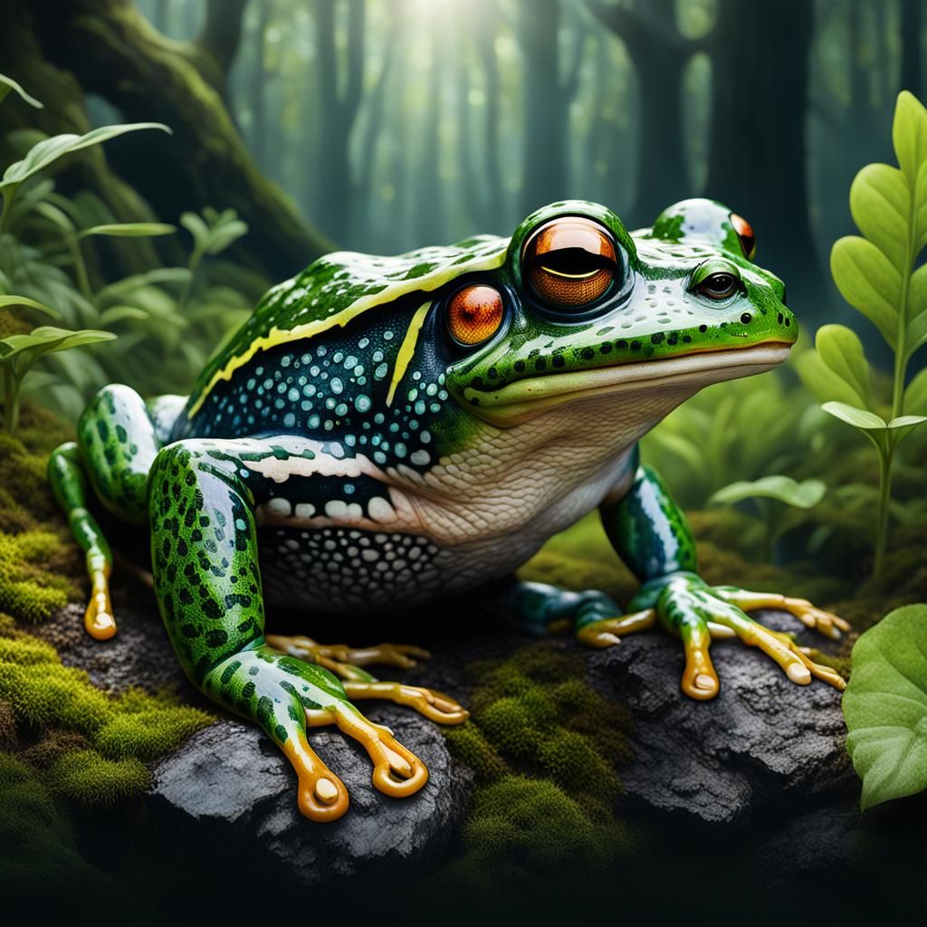 Transparent Frog Ecosystem: Australian Folklore Portrait
