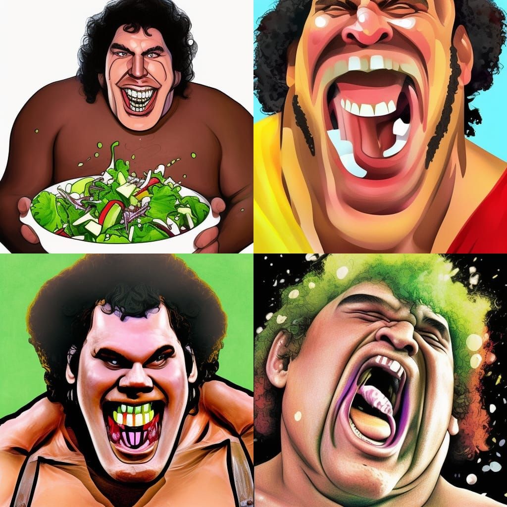 Andre the Giant Laughing: Hyperrealistic Portrait