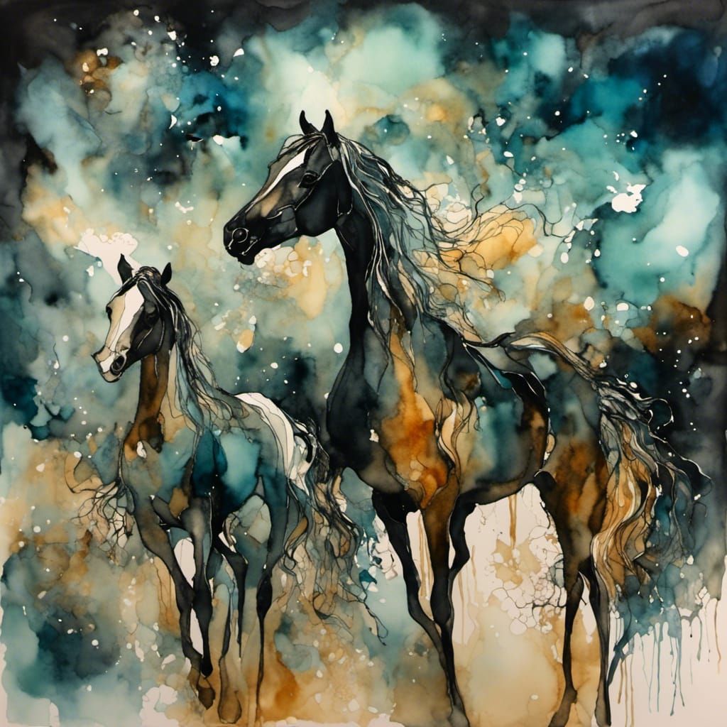 Ethereal Dreamlike Scene with Alcohol Ink Effect