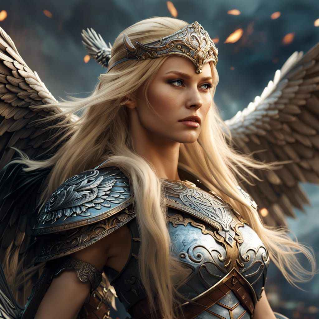 Battle-Hardened Valkyrie in Dark Fantasy Art
