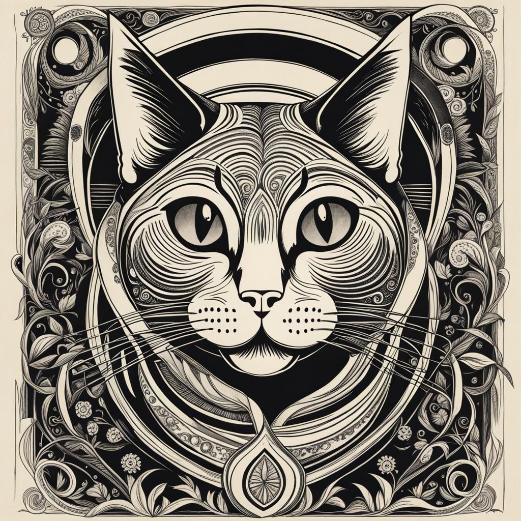 Stylized Cat Illustration in Storybook Style