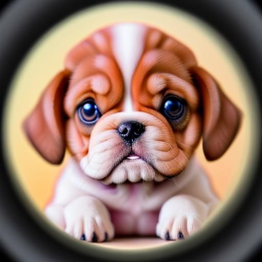 Macroscopic puppy smushface   under a microscope