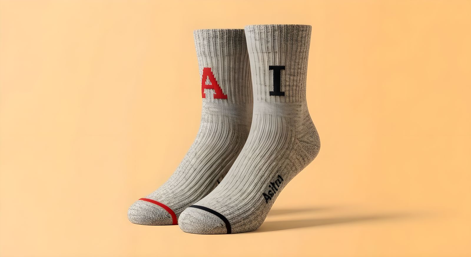 Detailed Socks with Letters A and I, Professional Photograph...