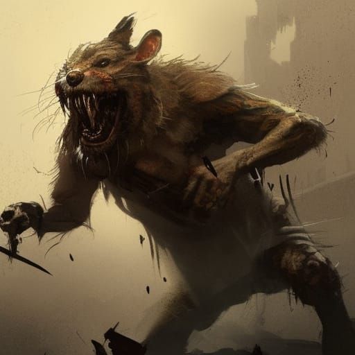 Fierce Wererat Concept Art with Dagger