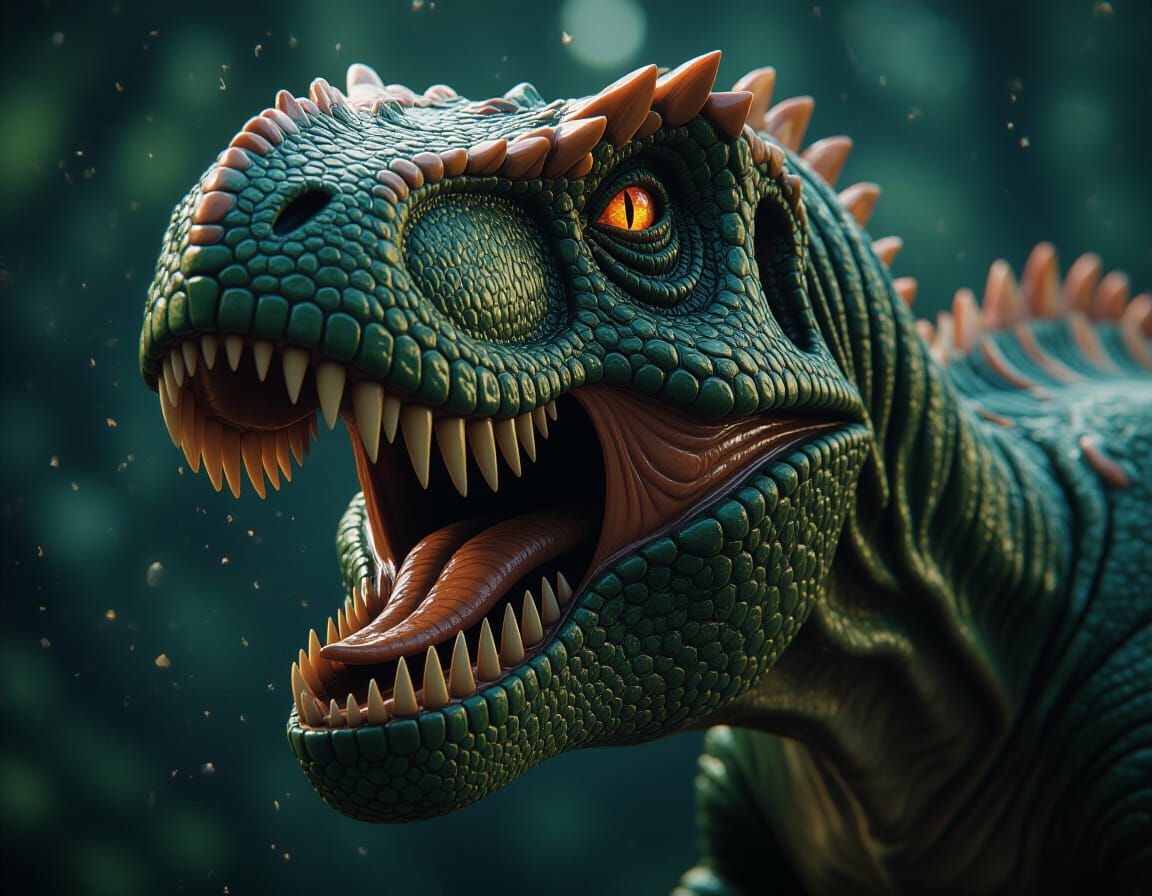 Hyperdetailed T-Rex Mouth in Dark Fantasy Style
