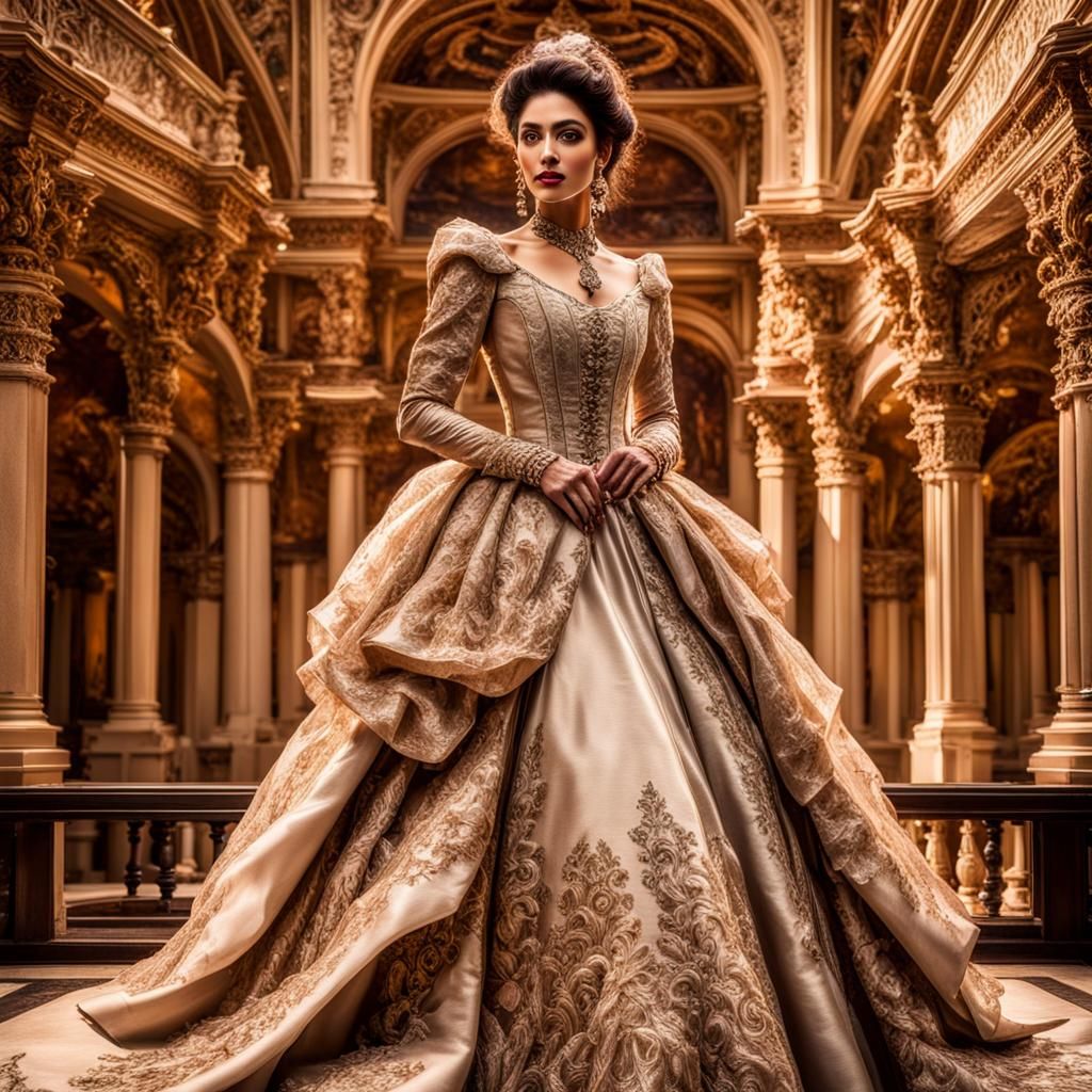 Victorian Baroque Woman of Beauty in Opulent Setting