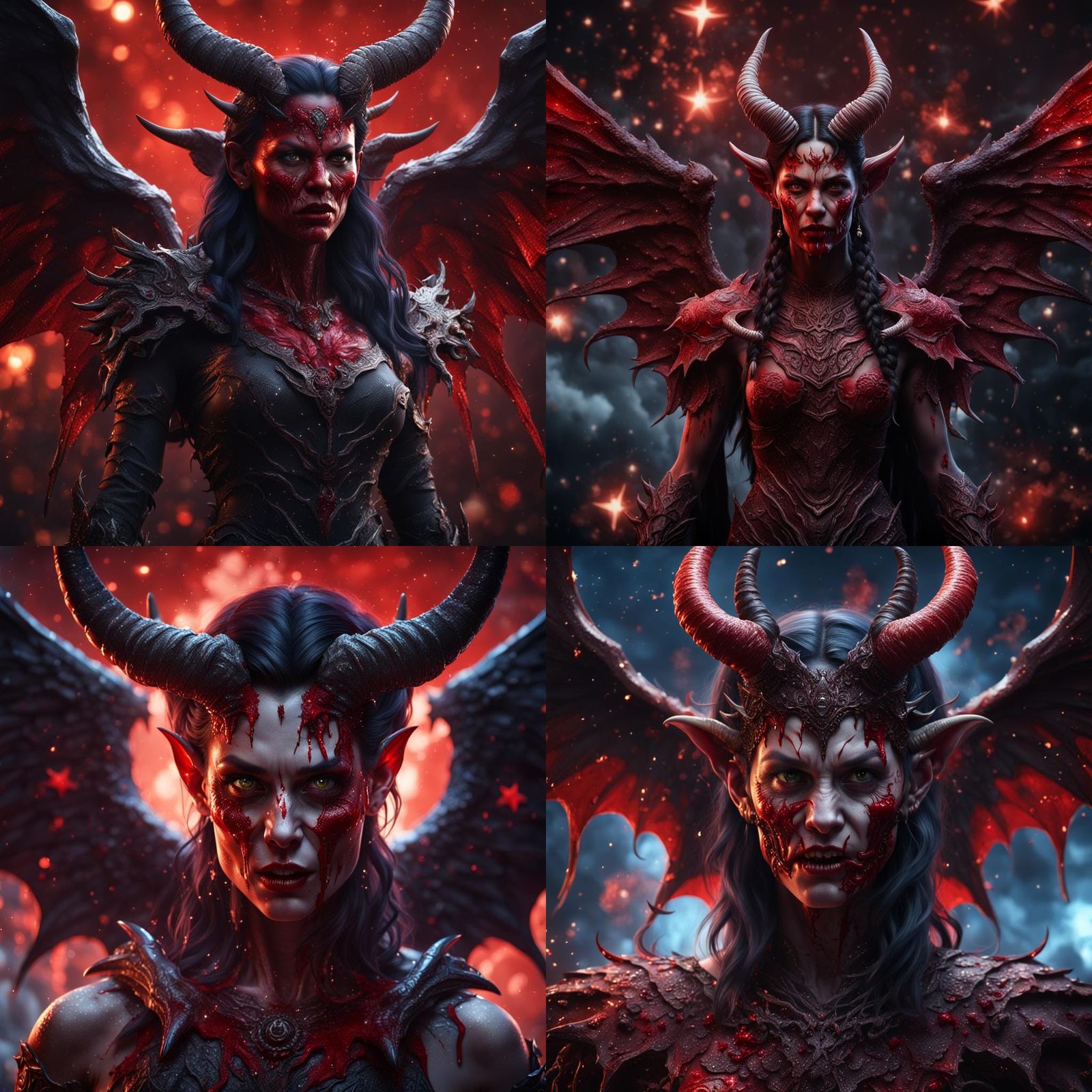 Hyperrealistic Female Devil with Wings and Horns