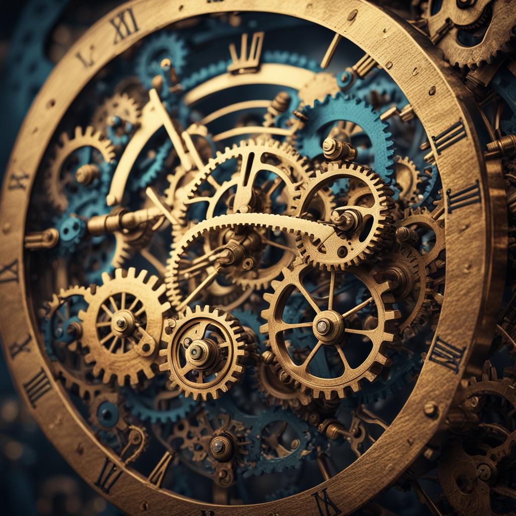 Macro Photograph of Clock Mechanism in Detailed Matte
