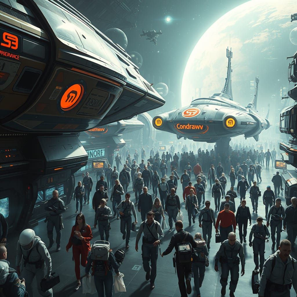 busy spaceport ...