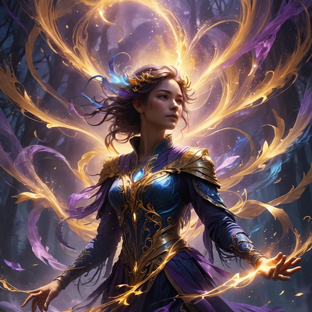 Luminous Figure Surrounded by Ethereal Mist in Art Nouveau S...