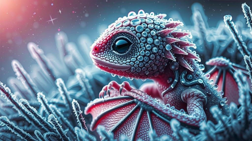 Captive Dragon Frostsculpture in Brilliant Dichroic Hues