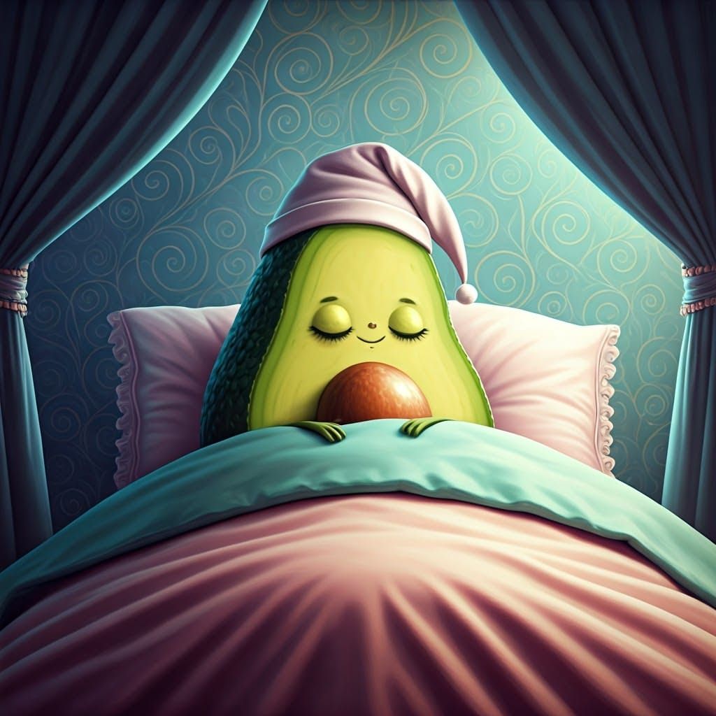 Cherubic Avocado in Dreamy, Pastel-Hued Haven