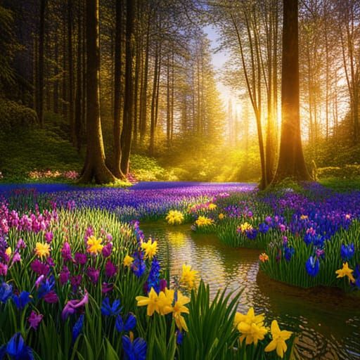 Victorian Valley of Irises and Golden Sunlight