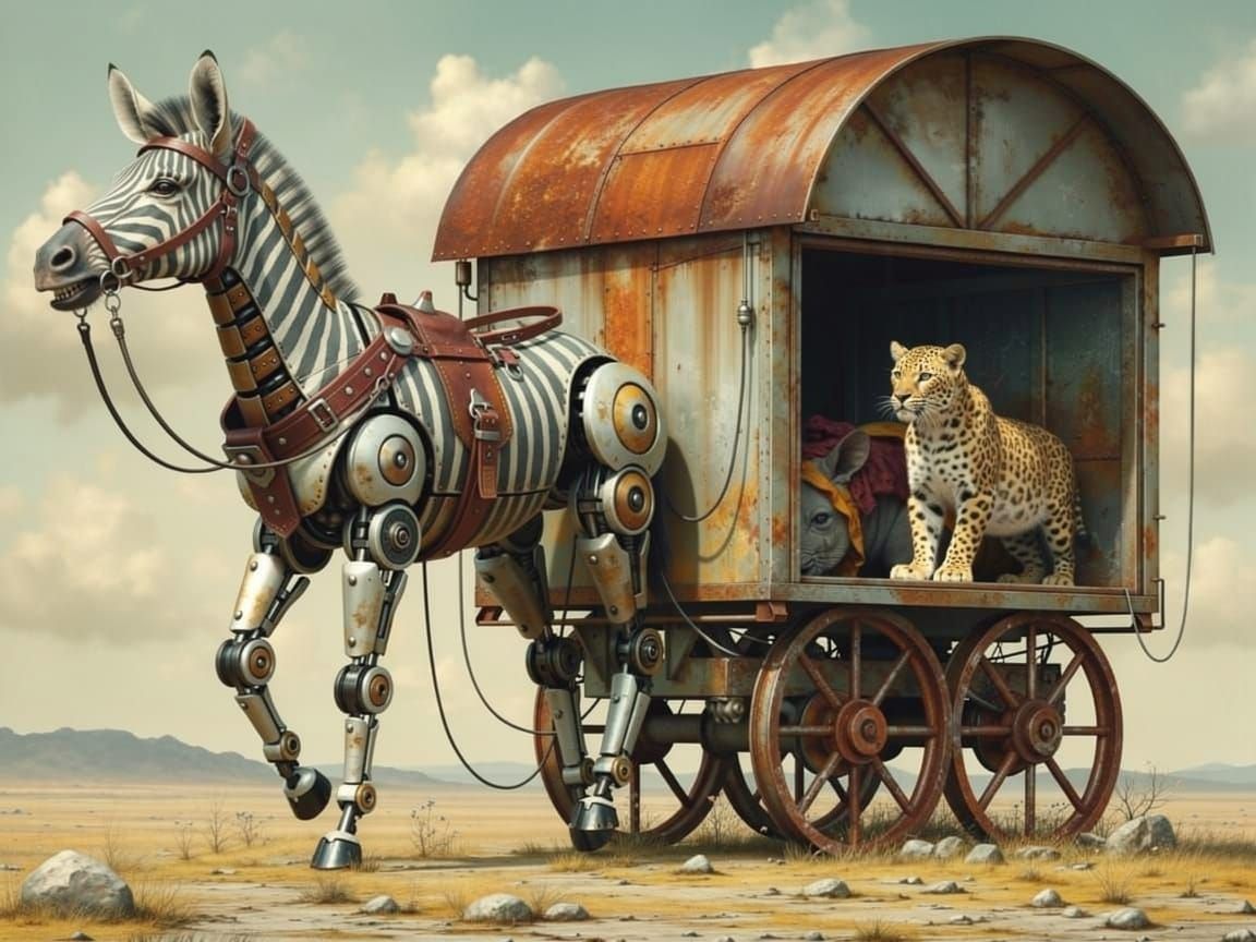 Hybrid Zebra Creature with Armored Carrier