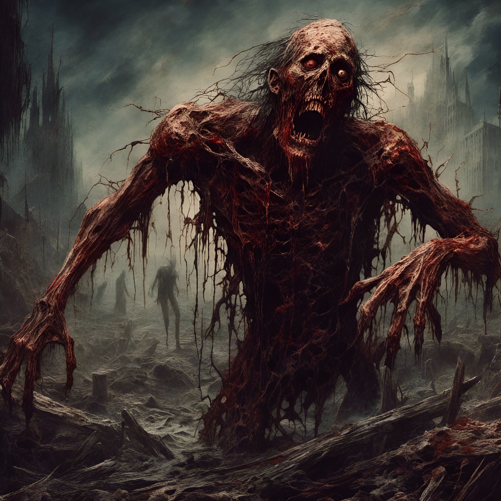 Apocalyptic Zombie Illustration in Creepy Magazine Style