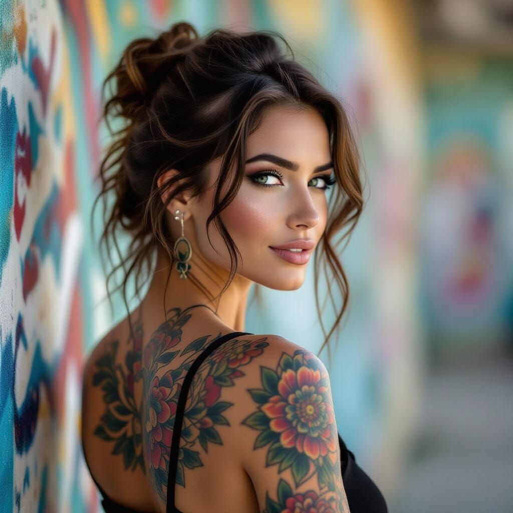 The image features a stylized portrait of a woman with vibra...