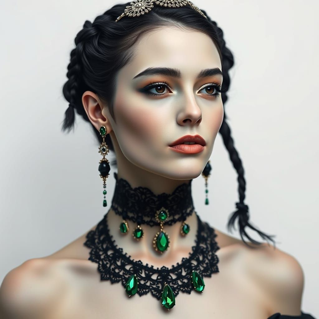 Gothic Goddess in Elegant, Photorealistic Portrait