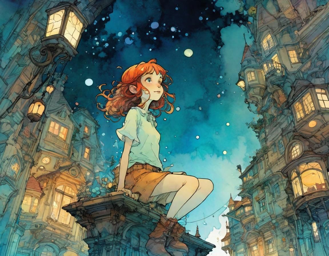 Fantasy Girl Portrait with Bioluminescent Neon Accents