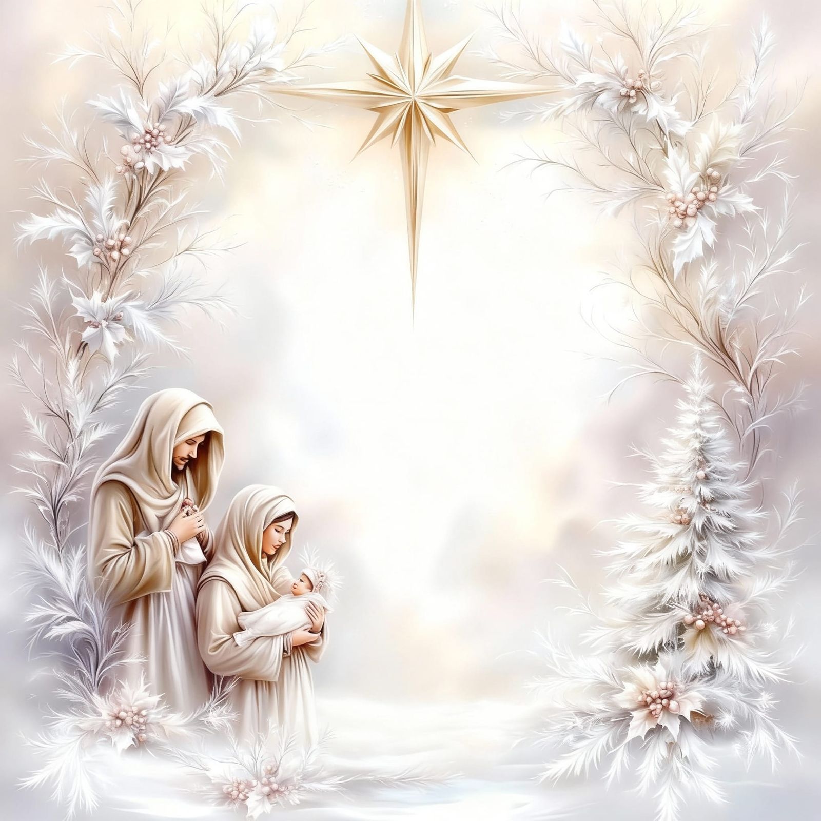 Festive Nativity Scrapbook Page in Soft Winter Tones