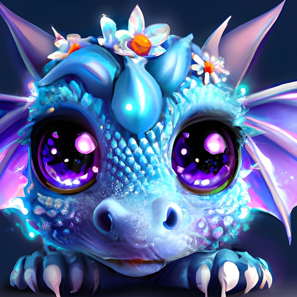 Hyperrealistic Chibi Dragon with Neon Details