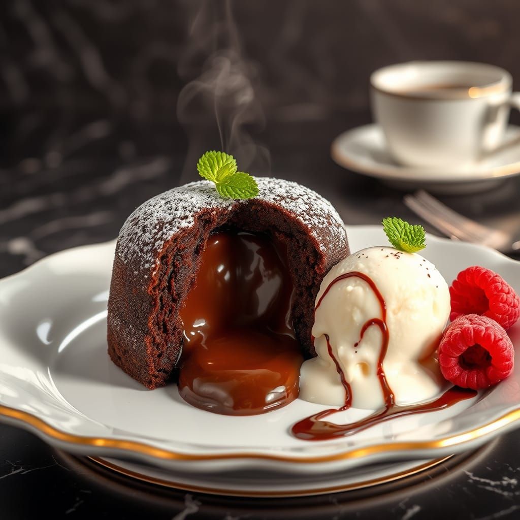 Decadent Chocolate Lava Cake in Hyper-Realistic Detail